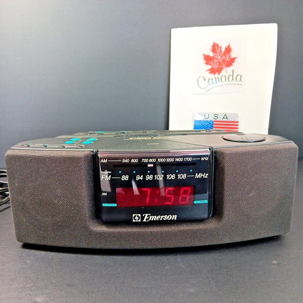 Vintage Emerson Alarm Clock Radio Bedside Nightstand Tested Working! CN